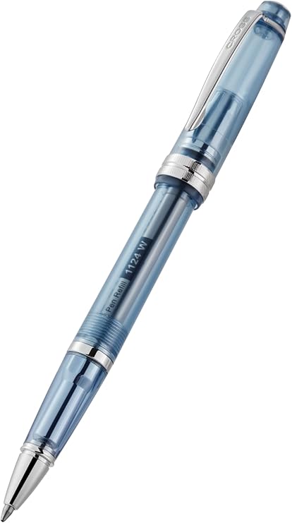 Stylo bille Cross Bailey Light en résine bleu marine translucide - Stylo professionnel pour une écriture fluide - Idéal pour la prise de notes, le journal intime et bien plus encore - Encre noire - Prise en main facile - Coffret cadeau inclus