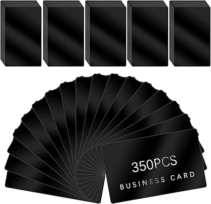 350 cartes de visite vierges en métal, en aluminium noir, pour gravure laser CNC. Cartes de visite personnalisées et polyvalentes, épaisseur 0,25 mm (0,01 pouce)