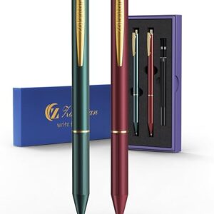 Stylo gel rétractable en métal 0,5 mm, stylo élégant, corps en métal de qualité supérieure, écriture fluide, encre d'archivage, anti-fuite, coffret cadeau idéal - 2 stylos/boîte avec 2 recharges