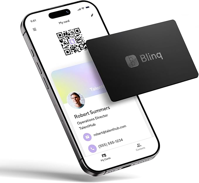 Carte de visite numérique Blinq - Carte NFC - Partage instantané par simple contact - Compatible avec iPhone et Android (Noir)