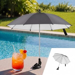 Novabright Mini parasol avec base, parasol de table pour boissons et téléphones, protection solaire portable pour terrasse, piscine, camping, pique-nique (style classique, noir)