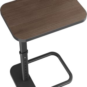 Table d'appoint Kitstorack pour téléviseur, hauteur réglable et coins métalliques arrondis, idéale pour les petits espaces, les canapés, les lits, les fauteuils et le salon. Table d'appoint en forme de C pour manger, dîner ou utiliser un ordinateur portable. Coloris expresso