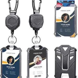 Porte-badge rétractable à clip robuste avec mousqueton et cordon, porte-cartes d'identité tactique et élégant