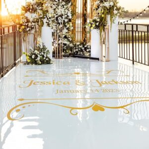 Autocollant en vinyle personnalisé pour piste de danse de mariage - Accessoires monogrammés personnalisés pour les mariés - Idéal pour les fêtes en extérieur