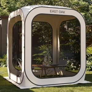 Abri moustiquaire pliable East Oak avec protection UPF 50+, abri portable de jardin, 1,8 x 1,8 m, beige