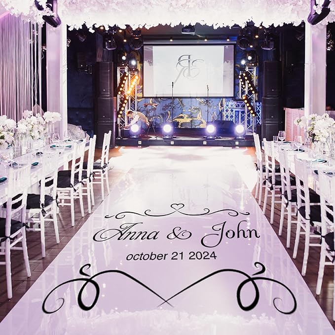 Accessoires de piste de danse personnalisés pour mariage - Vinyle monogrammé élégant pour les mariés - À utiliser en intérieur ou sur la piste de danse pour une fête en extérieur